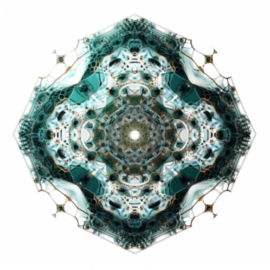 optical illusion of Spiraling fractal vortex of molecules, stylized disney cyberpunk 2077, style of the an illustrated celtic medieval manuscript on a white background, Molecule hexagon, goblin gremlin clipart - - niji