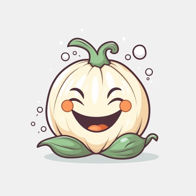 cute Garlic, happy and smiling, bold line, clipart, sticker, white background, no shadow, 8k detail