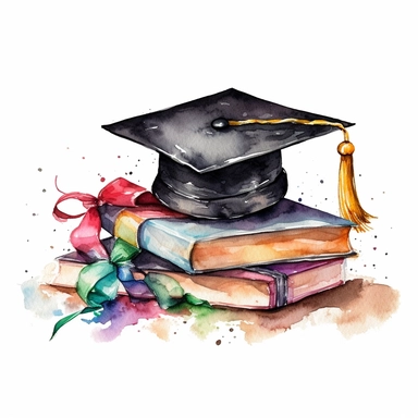 watercolor graduation diploma clipart, white background