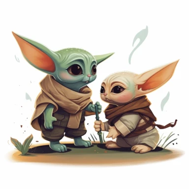 baby yoda fight clipart