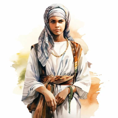 a female in touareg clothes, watercolor white background clipart