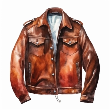 cowboy Leather jacket watercolor clip art on white background