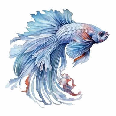 Betta fish, watercolor illustration, clipart, sublimation, white background