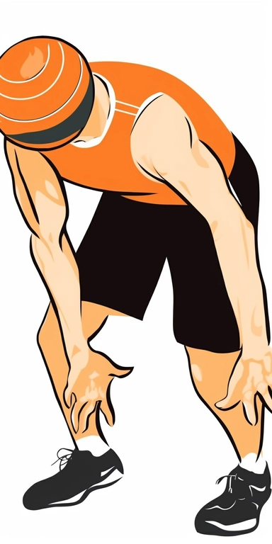 man slumped over, his head and chest are bent forward while his arms and hands are down , he is ducking to avoid being hit in the face by a ball, he is dodging the ball, he is playing dodge ball clipart, vector hd, on white background