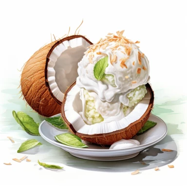 coconut ice cream watercolor clipart