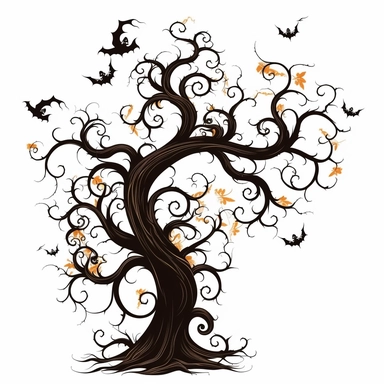 Spooky Tree Halloween Clipart on a white background
