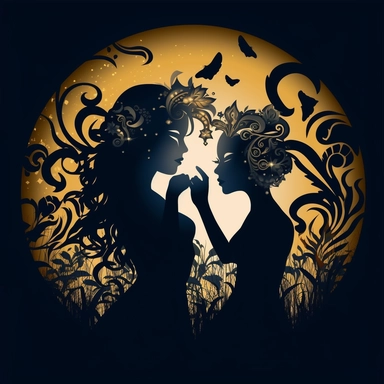 clipart A captivating, magical masquerade ball, where guests from various realms and dimensions, dressed in enchanting attire and elaborate masks, dance and socialize under the soft, magical glow of a moonlit night.