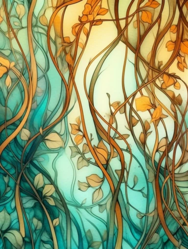 signboard panel of amberwood, clipart, soft, flowing lines, elegant, Art nouveau, teal and amber color scheme, Alcohol ink watercolor, no background