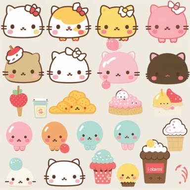 cute Sanrio style images clear background png clipart set of icons super cute
