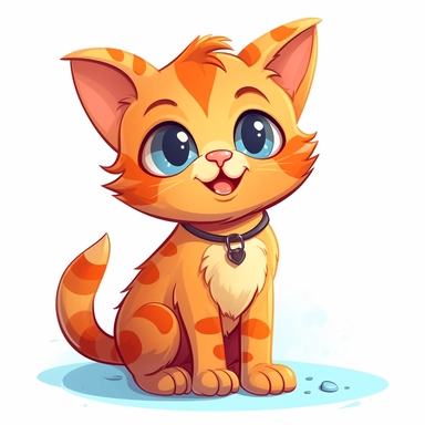 Clipart of a Cute Cartoon Cat