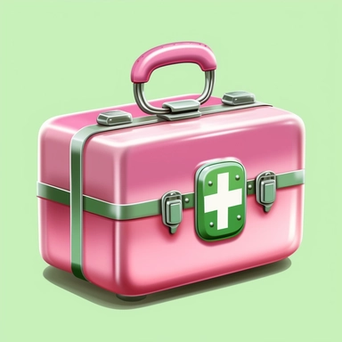 pink and green first aid kit clipart 4k
