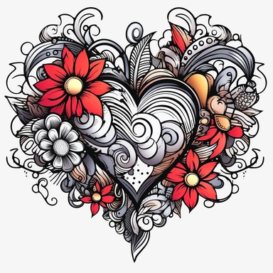 heart clipart coloring book style