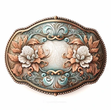 clipart, solid watercolor, realistic, detailed, isolated white background western belt buckle clipart