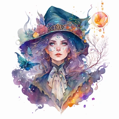 beautiful witch, watercolor clipart reading, in the style of the stars art group (xing xing), tanya shatseva, artgerm, Victor Nizovtsev, Josephine Wall, pastel colors scheme, charming character illustrations, cute cartoon, beautiful facial features, detailed costumes, lovely, uhd image, transparent/translucent medium, bloomcore, matte painting, white background, Nita Engle, Anne Kullberg, Yee Chong, Larissa Ria Loomans –seed 3485400104