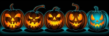 halloween pumpkins vector vector clip art, collection of free halloween pumpkin, in the style of black background, tasteful use of negative space, hellish background, caricature faces, light black and orange, light sky-blue and dark orange