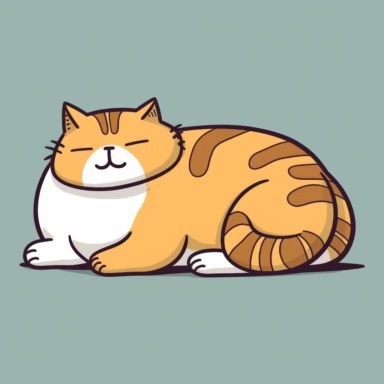 clipart image of a fat lazy cat lying down with sleepy eyes