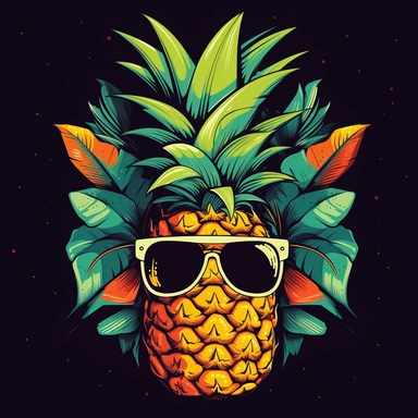 [2565914501319372] Summer Pineapple T Shirt Vector, Summer Vibe Pineapple T Shirt Design, Summer Clipart, Pineapple, Hd, by Hsiao Ron Cheng,intricate, dark black background,vector