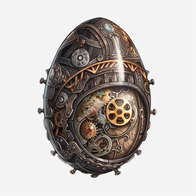 Rerolling Easter, black egg, steampunk ornamental, only one item, picnic, clipart, white background, watercolor, hyper-realistic, high detail, white background