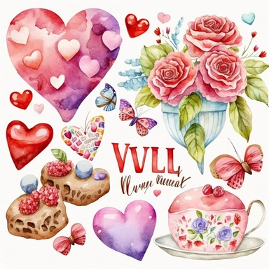 watercolor happy valentines day clipart