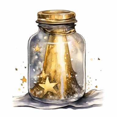 charming glass jar filled with Christmas magic and wonder, watercolour clipart, silver and gold colors, I can't believe how beautiful this is