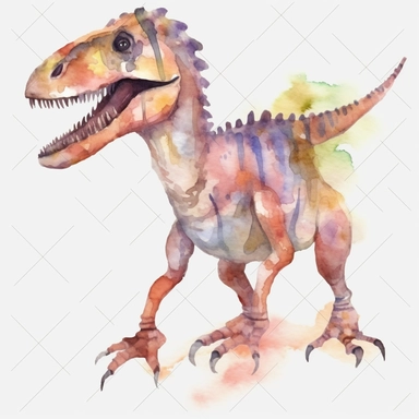Watercolor dinosaur bones clipart, white isolated background, space out, hd