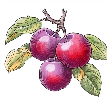 colored forest plum clipart, sketch art, vector, white background