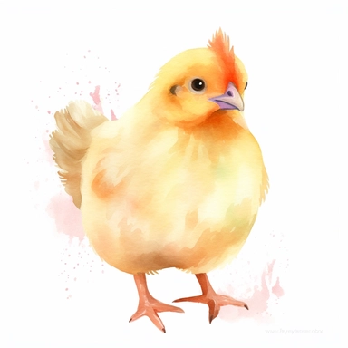 Watercolor , Digital Clipart, cute chicken, transparent background, tiling, no text , one animal