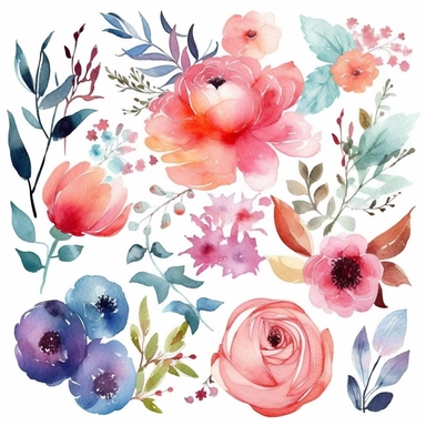 6 watercolor fancy mothers day clipart, isolated on white background,space out--ar3:2--s1000