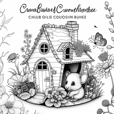 free printable mouse house coloring pages clipart hd clipart black and white download, in the style of whimsical dreamscapes, monochromatic serenity, cottagepunk, meticulous design, tranquil gardenscapes, charming characters, tattoo-inspired