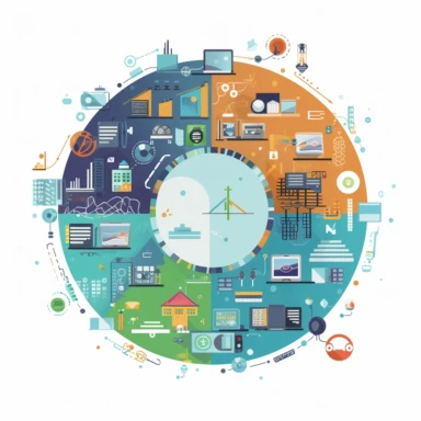 applications of internet of things, clipart, quarter view