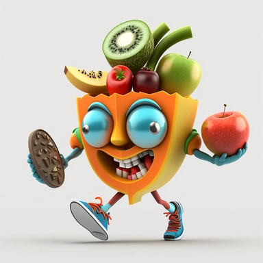 mascot based in dietitian transparent background, insane detail, HD, 4k, as cartoon,3D clipart as happy