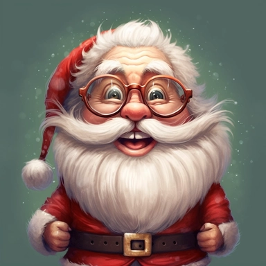 santa laugh and cute big eyes wear big glasses, cute laughdetailed digital art, whimsical and cute, cute detailed artwork, glimmering, adorable and whimsical, whimsical art, Clipart style