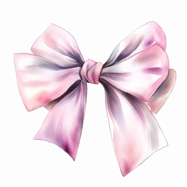 watercolor realistic hair bow single design clipart, white background, 8k