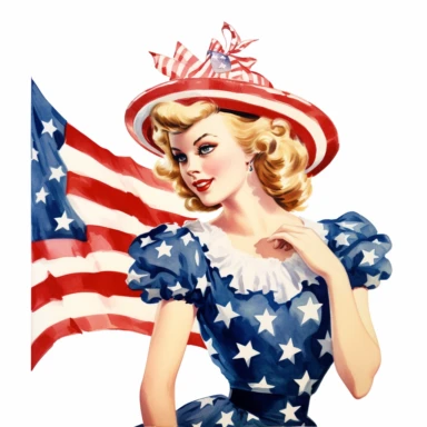 Vintage Clipart Happy 4th of July, White Background
