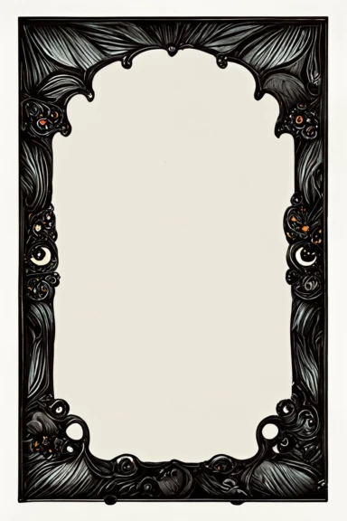 Vintage Halloween gothic style page border, decorative page frame, Vintage fall clipart victorian gothic illustration, photo realistic gothic illustration, art in the style of mc scher winifred luten paul poire and albrecht durer, black ink sketch, black and white, vector, vector illustration