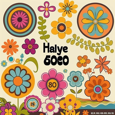 60s Clipart, 60s Retro Clipart, Groovy Clipart, 60s Hippie Clipart, 1960s clipart, Sixties, Vintage Elements, Boho, Flower Power
