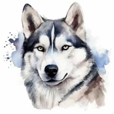 husky clipart, watercolor