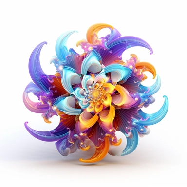 3D Infinity fractal clipart, vibrant chakra colors, on white background