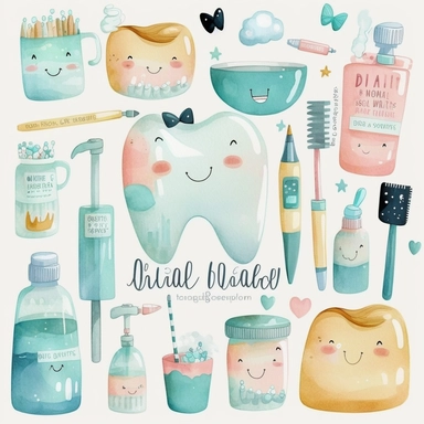 cute dentist supplies watercolor clipart