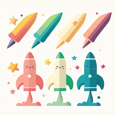 Six cute aircraft icons vector clipart in the style of lively brushstrokes, star art group (Xing Xing), label and marker style, minimalism, muted colors, white bakcground