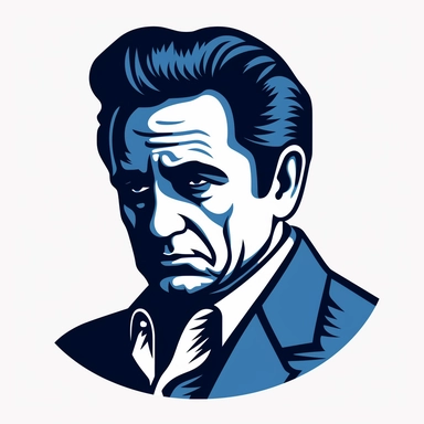 Johnny Cash, coloring book, monochromatic blue, icon, vector, flat color, clipart, white background