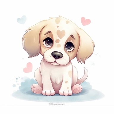A heart-melting baby dog illustration clipart, featuring an irresistibly cute puppy with round puppy eyes, a tiny wet nose, and floppy ears, sitting on a clean white background, emanating innocence and playfulness, Illustration, digital art, with a soft and pastel color palette