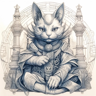Maneki-neko, Domestic Shorthair, joyful, origami paper In the style of Brian Froud & Alan Lee, clipart, complex design, dreamy color, white contour, white background only