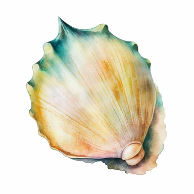 watercolor seashell Atlantic Apple murex triton, cute clipart