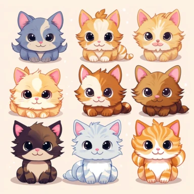 Cute Cat Clipart Bundle Cat Clipart Cute Kittens Fluffy
