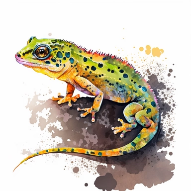 gecko, watercolor, clipart, 2d, vector, sticker, cartoon, cute, themed, hd, 8k, 200 dpi
