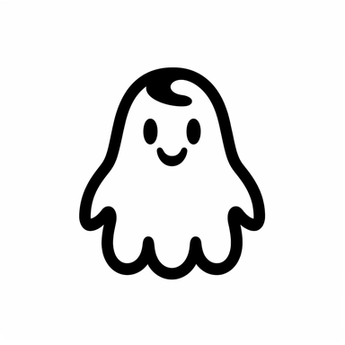 cute kawaii simple Halloween clip art black silhouette cut out of ghost