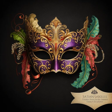 singlular Masquerade Mask Clipart, Mardi Gras mask clip art, Carnival graphics, Venetian mask, costume party, plain background
