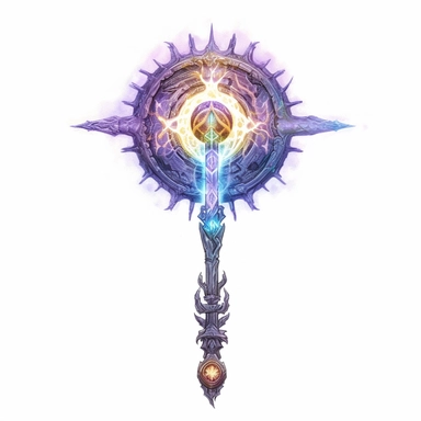 Design a captivating clipart image of a legendary staff against a pristine white background. The staff should have a radiant crystal orb crowning it, adorned with ancient runes and symbols. Let the staff emit a soft, pulsating glow to represent the wielder's magical prowess.