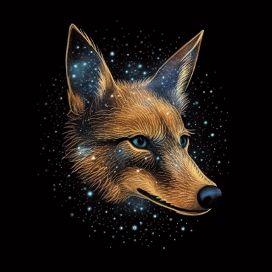 coyote made of stars clipart on black background